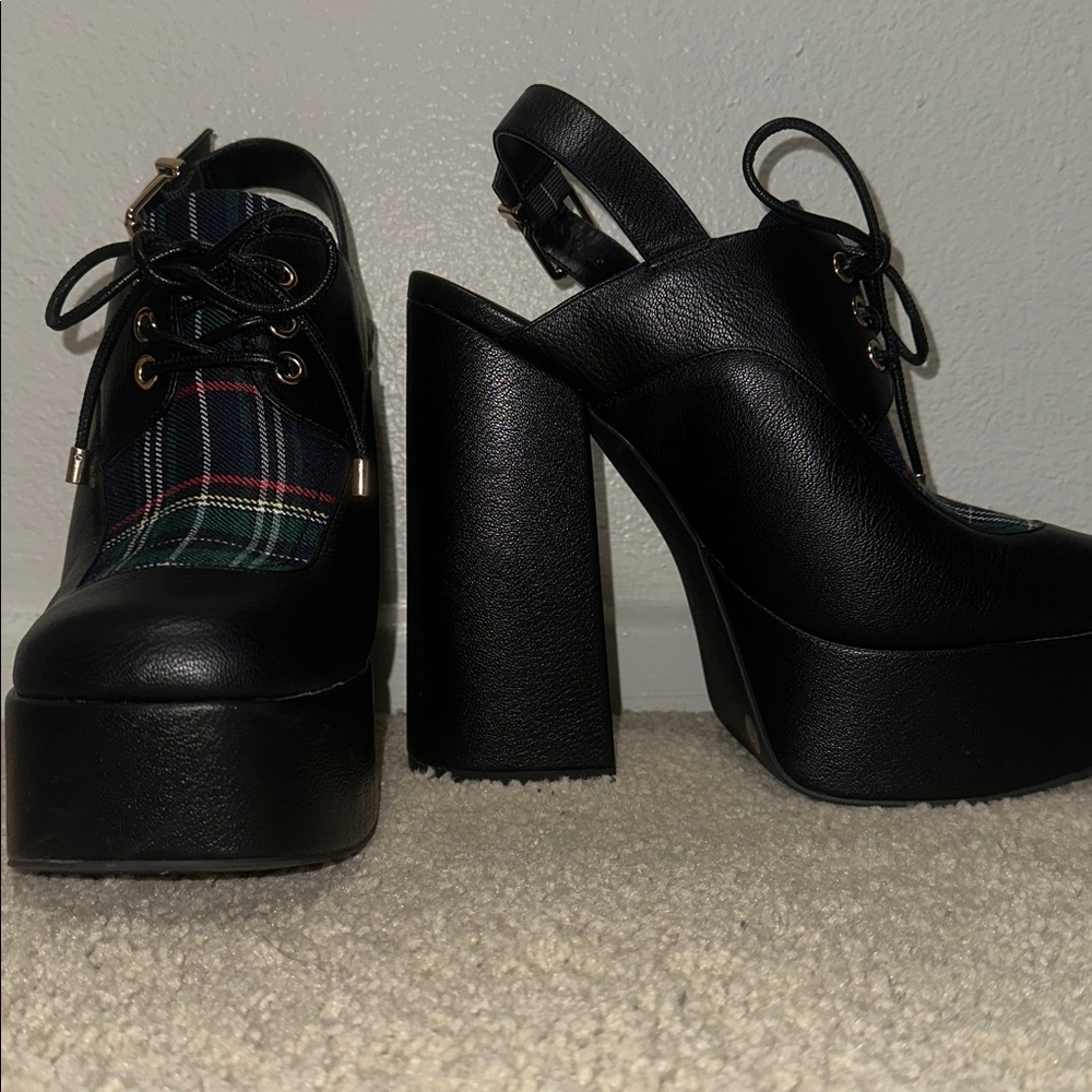 Jessica Simpson Sondos Platform Heels – Black & Plaid – Size 9.5 - Picture 6 of 9